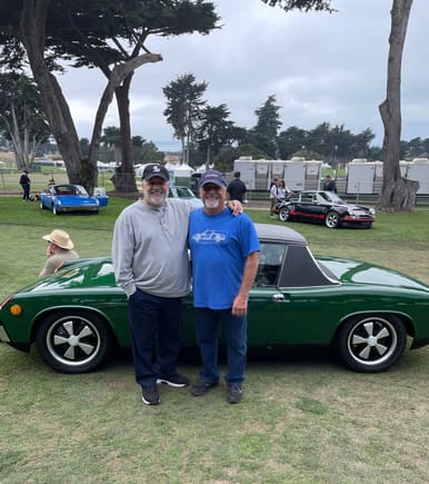 My twin brother and best friend, Bob and I standing in front of my car.  I am in the blue.