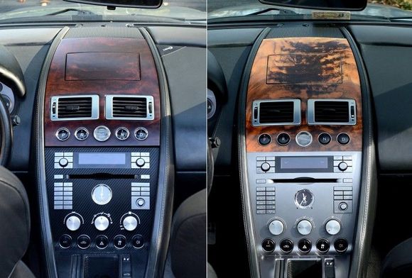 Here's my center console after the Madera Concepts restoration and beforehand. I also wrapped the plastic part below the wood.