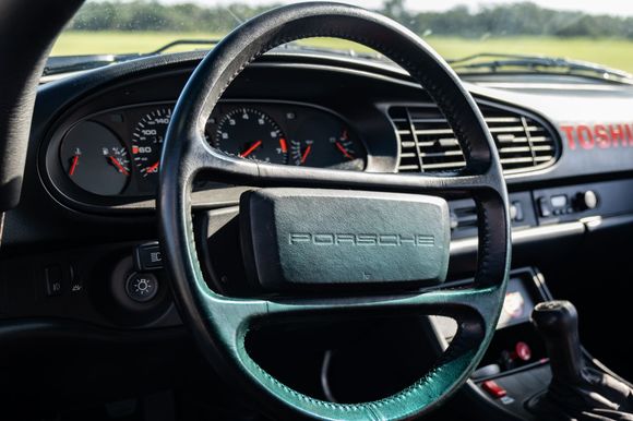 Steering wheel and controls in nice original condition.