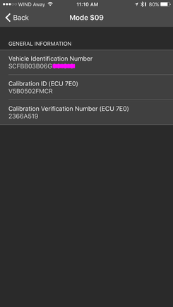 Vehicle Identification - Shows the Aston Martin VIN