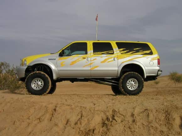 Excursion, V10 Paxton Novi 2000 Supercharged; 38.5 x 15.5 Tires on an 8&quot; lift;  At 5MPG, it is just a tow vehicle!