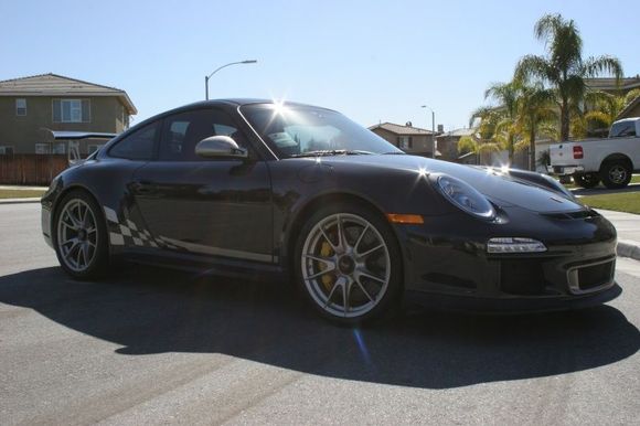 easy on the eyes gold centre lock wheels with PCCB brakes