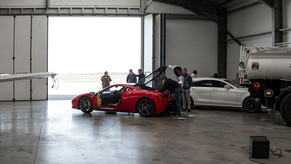 458 being miced up for sound recording. #QuickSilverEquipped