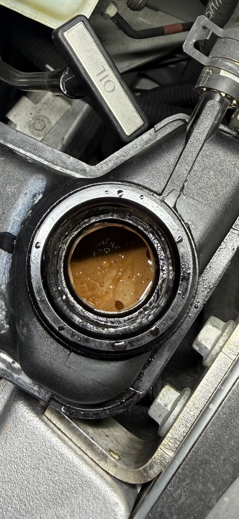 Told there were numerous flushes with water and a solvent. This is what it looks like now. 