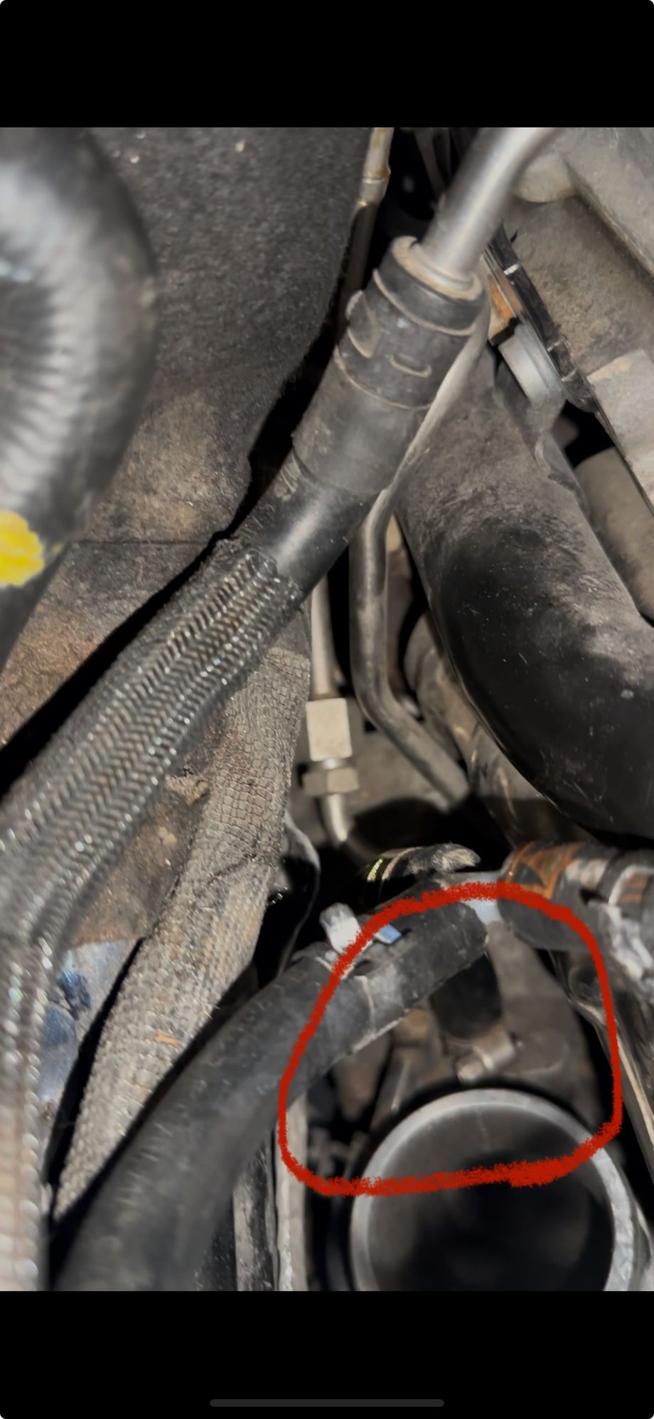 This is passenger side of the engine in the car 