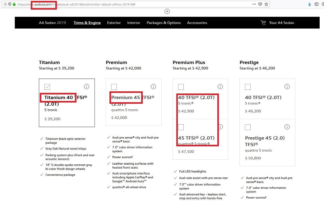 Sg Difference Between 2 0t 40 Tfsi Vs 45 Tfsi Audiworld Forums