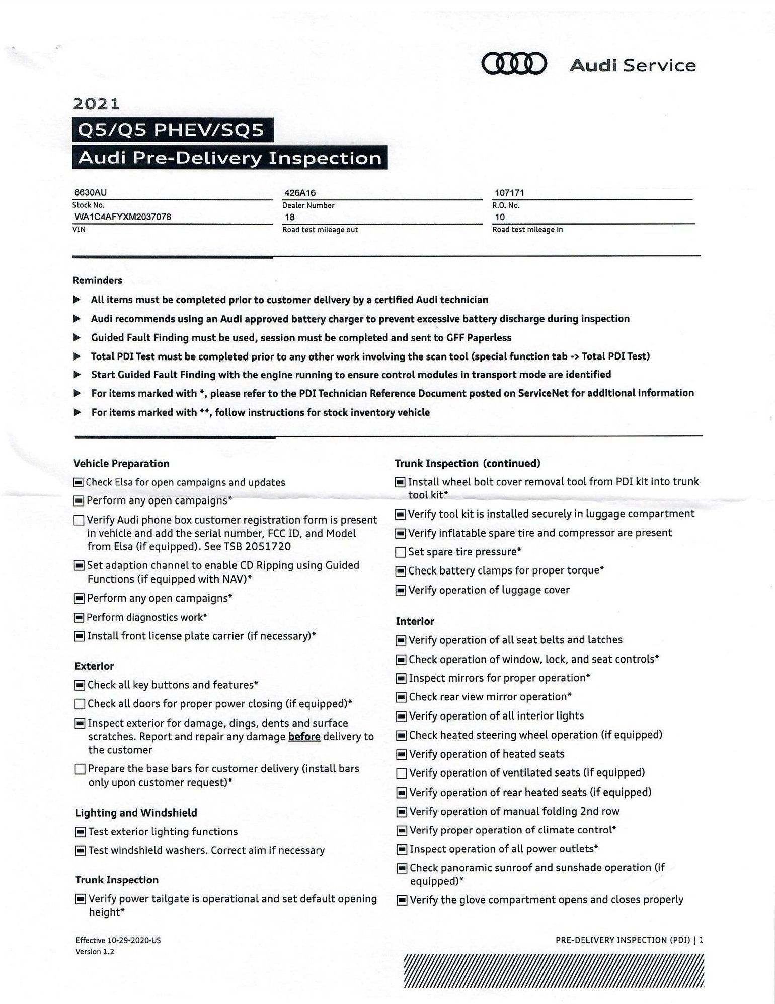 Dealer PDI Report? AudiWorld Forums