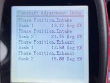 Weird readings after replacing bank 2 exhaust camshaft position solenoid (previously block 93 would not show any reading) 
