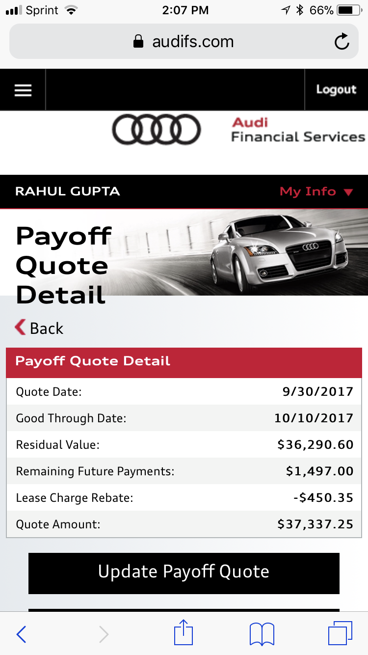 Paying Off Lease From Audi Financials Audiworld Forums