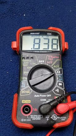 Typical resistance reading across the two wires.