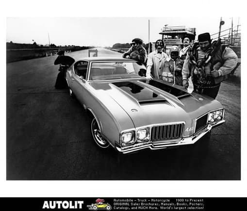 1970 OLDSMOBILE 442 SALES PROMOTION. WITH DOCTOR OLDSMOBILE THE CREATOR, ELEPHANT ENGINE ERNIE 455,  WIND TUNNEL WALDO FOR THE RAM AIR HOOD,  ESSES FERNHILL FOR THE SUSPENSION,  AND SHIFTY SYDNEY.