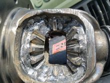 Heres my home brewed auto locker. This 8s my 8.25 i think. So far ive welded 2 corporate 10 bolts a dana35 dana60 14ff and i think thats it.
Ive not found the need to run a locker in front yet putn the power down to  both rears all the time improves everything 9ff rd. On rd i do cringe at times as mud tires hook pretty hard on asphalt thats soakn in 100 plus temps.

On a rig that drives offroad 1% of time it may be cheaper to run 9000lb engo winch instead of installing lockers