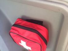 Baby first aid kit velcroed to the cubby. Just needed something there hahaha