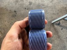 A comparison of the damaged speedo ring gear (top) and a brand new one (bottom) 