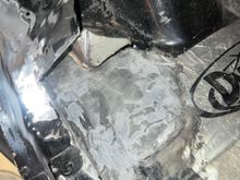 I get to a certain point where filling tiny pinholes and grinding the welds back down gets redundant. Once I stop seeing light through the pores, I fill them with epoxy. I did this on the floor pan as well. Maybe one day I’ll be a good enough welder to never need any filler! 