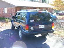 the rear of Lil' Blue, i sprayed the bumper with the liner too