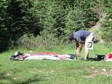 me settin up the tent