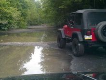 The Wrangler definitely nose dived right into this and got stuck