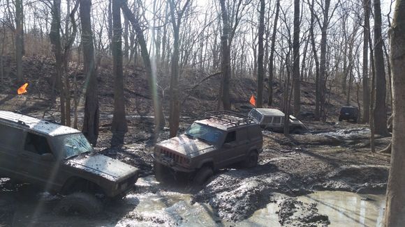 Brandon didn't get stuck, and Mike was able tobget out, but for a bit it was a mess of stuckness.