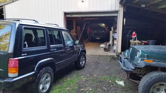 I took her down to the shop to introduce her to my 93 YJ and my wive's 99 XJ.