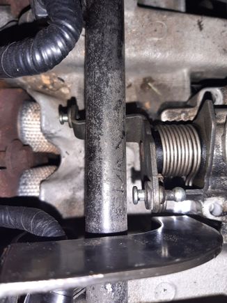 The cable bracket fits right under the fuel rail. I originally though I would have to use a TB spacer to move it above the fuel rail if i wanted to do this but all I will have to is notch the arm just a bit so the butterfly valve can return back to idle.