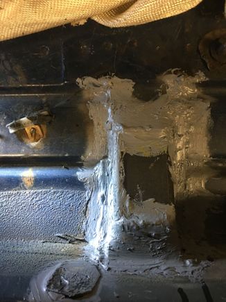 Finished welding up the floor, then used seam sealer to fill in the gaps and smooth it out.