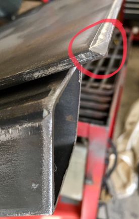 On the outboard side of the plate I beveled the edge so it would fit better.