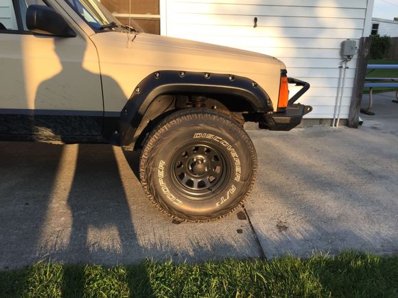 While the front has about six inches of wheel gap