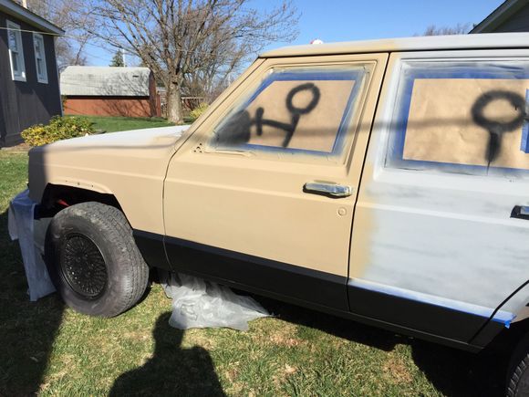 Started to paint with regular tan paint