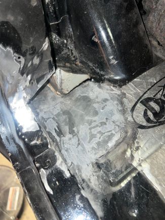 I get to a certain point where filling tiny pinholes and grinding the welds back down gets redundant. Once I stop seeing light through the pores, I fill them with epoxy. I did this on the floor pan as well. Maybe one day I’ll be a good enough welder to never need any filler! 