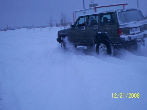My wifes first love 88 renix. 7.5 inches of lift, and depending on what we are doing is wha tires are on her. Centerforce stage 2 clutch, 4.10 gears. Best of all everything works, a/c, all the power windows, locks,ect. And all with 575k on her and still going strong,definitly needs a little freshening on the compression side. Still set cruise at 70 and leave her in 5th pulling the boat.