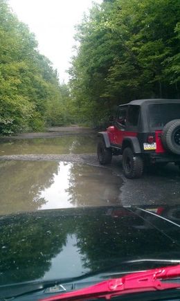 The Wrangler definitely nose dived right into this and got stuck
