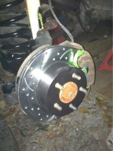 My rototec rotors and ebc green stuff pads.