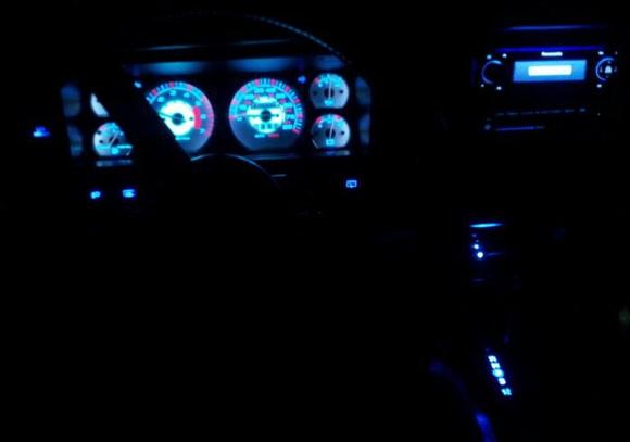 White face glow gauges, Panasonic cd/mp3/sat, L.E.D. bulbs in gauge lights-shifter lights-indicator lights-switch lights-a/c control panel light
