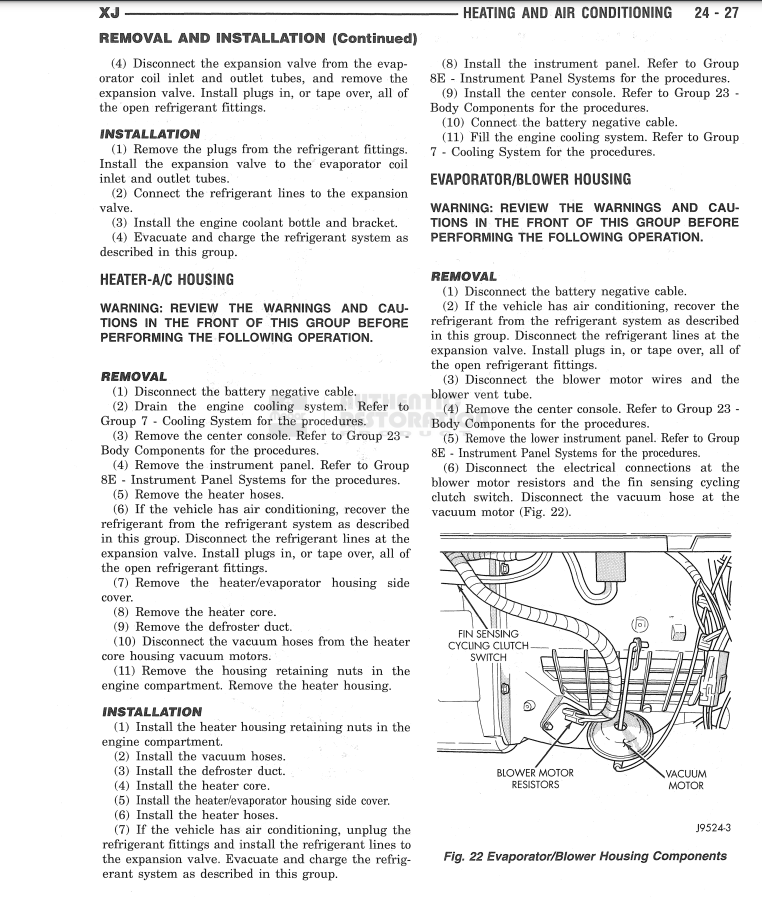 1996 XJ New Heater Core/Evaporator Instructions - Jeep Cherokee Forum