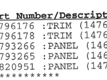 HHR Panel -- Interior Panel Part Numbers.