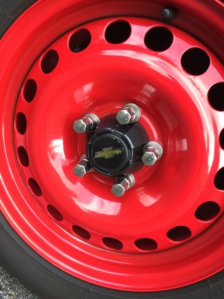 These 16” OEM steelies are covering up an SS non Brembo brake setup on Oldblue, a 2007 LS 2.2 litre