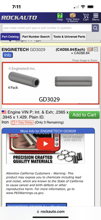 Valve guides, press into the head and the valve stem slides into them 