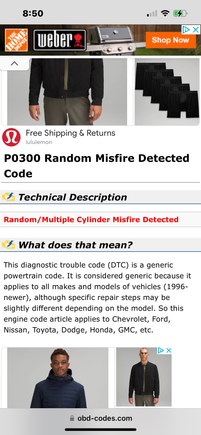 No correction required, it’s a code for a random misfire