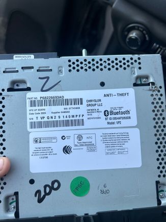 Need anti theft code for my 2015 Chrysler 200, this is the radio I bought off eBay 