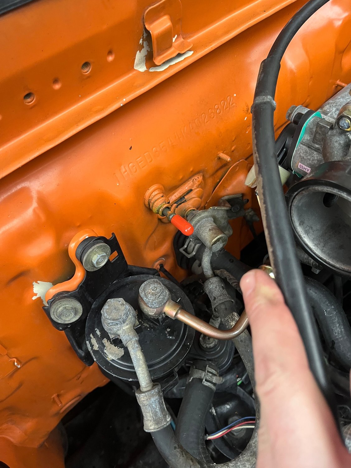 Anyone know where this vacuum line goes? Does it go into the throttle body?