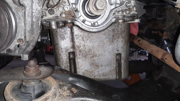 Oil pan installed