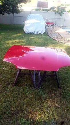 Hood after paint. 10/16/16. Sprayed with Sharpe FX3000.
Great gun.
