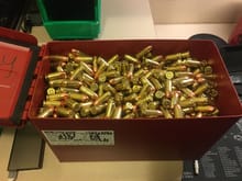 From 3:15 to now I finished filling this box with 230g subs, 1.255 nominal OAL, .471 crimp, 6.8g CFE-P, 900 FPS out of a 4.5 inch 1911 

There is roughly 1750 rounds in the box, should last a few months 