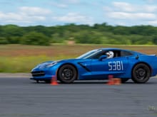 Vette at speed during Porsche Autocross