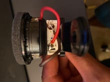 Last step is to solder the connections, the oem tweeter has plus and minus so I wired accordingly. Not the prettiest but a solid connection was made.