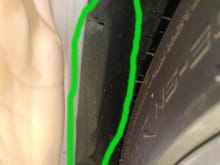 thicker part of fender liner