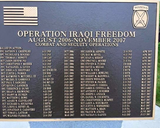 RIP to these brave men that were in my unit and were KIA on the dates indicated.