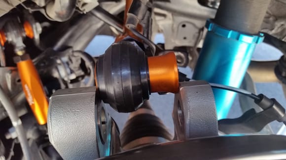 if any one decides to get camber arms. you should note that on the upper there is a sleeve that you need to push back flush on the inside. the bolt and nut will squish it back to mate nicely.