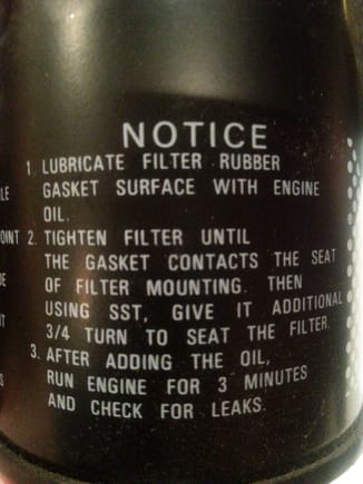 Toyota/ Denso recommendations for tightening their oil filter...3/4 turn to seat after gasket contacts the seat of filter mounting... Seems straightforward...